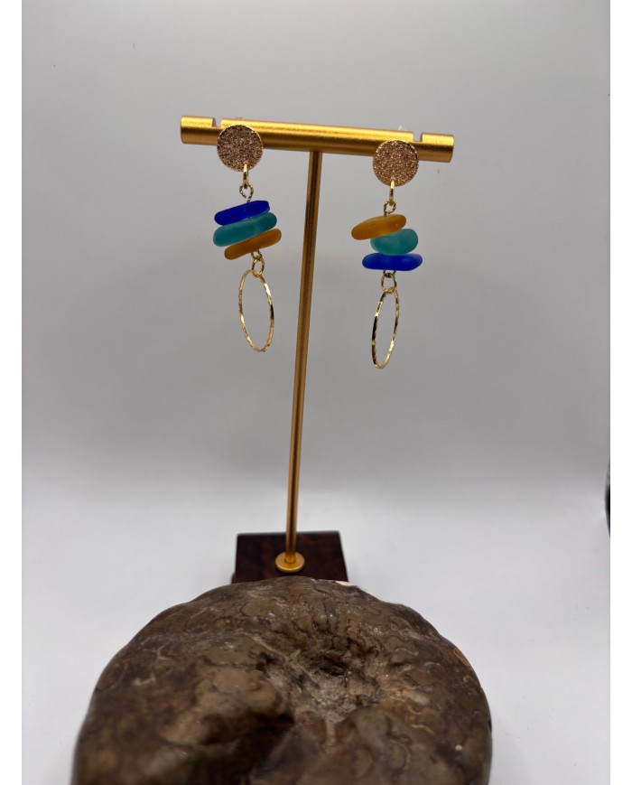 PENDIENTES ARTESANOS DE CRISTAL MARINO O LAGRIMAS DE SIRENA