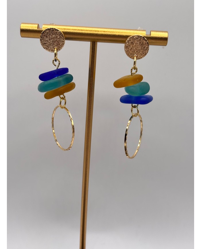 PENDIENTES ARTESANOS DE CRISTAL MARINO O LAGRIMAS DE SIRENA