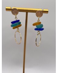 PENDIENTES ARTESANOS DE CRISTAL MARINO O LAGRIMAS DE SIRENA