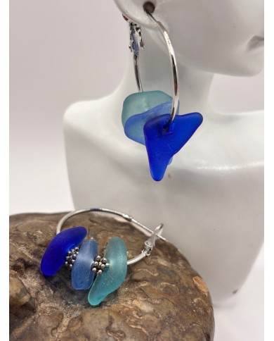 PENDIENTES ARTESANOS DE CRISTAL MARINO O LÁGRIMAS DE SIRENA