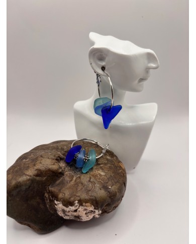 PENDIENTES ARTESANOS DE CRISTAL MARINO O LÁGRIMAS DE SIRENA