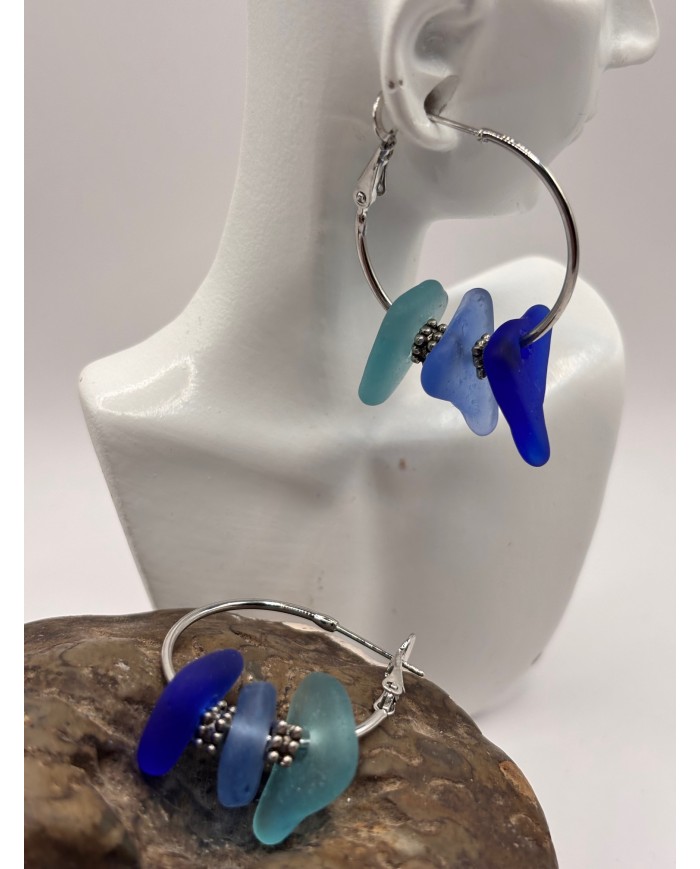 PENDIENTES ARTESANOS DE CRISTAL MARINO O LÁGRIMAS DE SIRENA