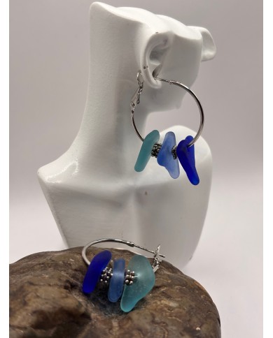 PENDIENTES ARTESANOS DE CRISTAL MARINO O LÁGRIMAS DE SIRENA