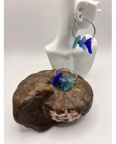 PENDIENTES ARTESANOS DE CRISTAL MARINO O LÁGRIMAS DE SIRENA