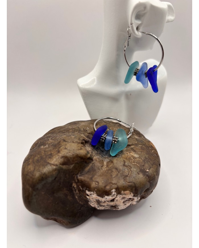 PENDIENTES ARTESANOS DE CRISTAL MARINO O LÁGRIMAS DE SIRENA