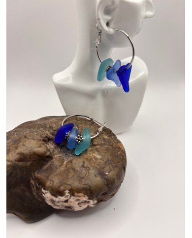 PENDIENTES ARTESANOS DE CRISTAL MARINO O LÁGRIMAS DE SIRENA