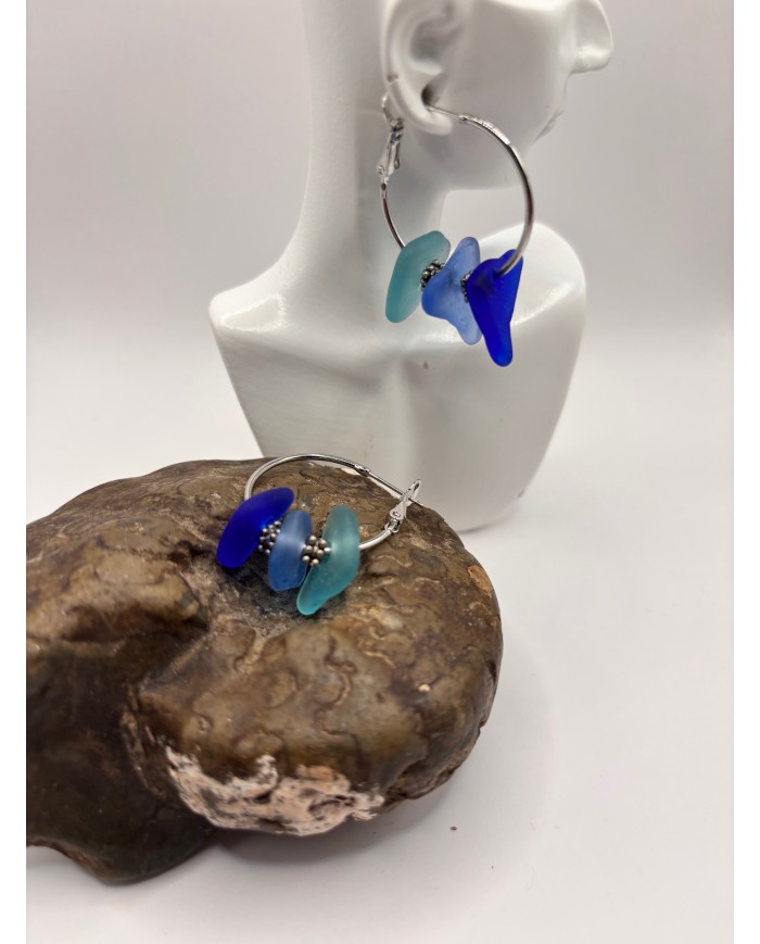 PENDIENTES ARTESANOS DE CRISTAL MARINO O LÁGRIMAS DE SIRENA