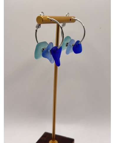 PENDIENTES ARTESANOS DE CRISTAL MARINO O LÁGRIMAS DE SIRENA