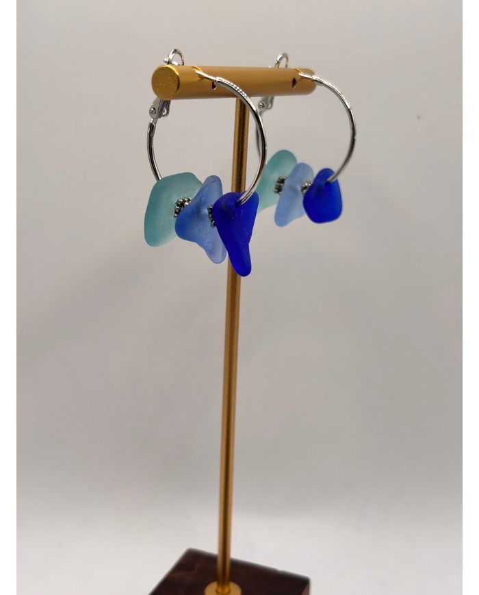 PENDIENTES ARTESANOS DE CRISTAL MARINO O LÁGRIMAS DE SIRENA