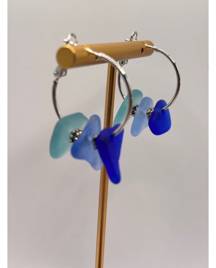 PENDIENTES ARTESANOS DE CRISTAL MARINO O LÁGRIMAS DE SIRENA