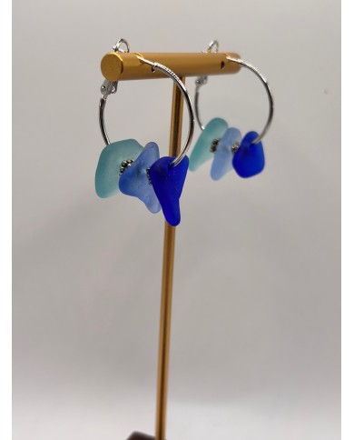 PENDIENTES ARTESANOS DE CRISTAL MARINO O LÁGRIMAS DE SIRENA