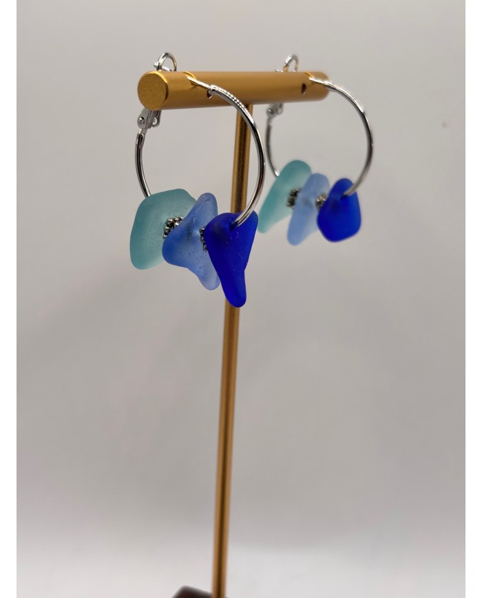 PENDIENTES ARTESANOS DE CRISTAL MARINO O LÁGRIMAS DE SIRENA