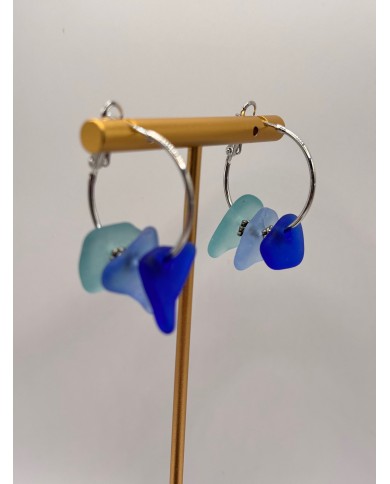 PENDIENTES ARTESANOS DE CRISTAL MARINO O LÁGRIMAS DE SIRENA