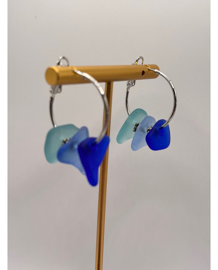 PENDIENTES ARTESANOS DE CRISTAL MARINO O LÁGRIMAS DE SIRENA