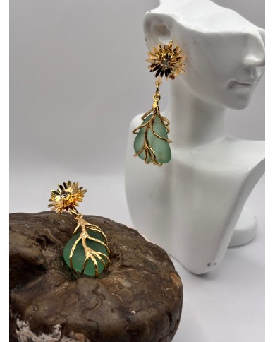 PENDIENTES ARTESANOS DE CRISTAL MARINO O LÁGRIMAS DE SIRENA