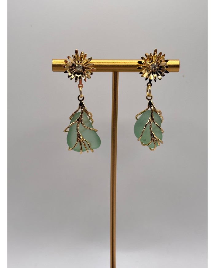 PENDIENTES ARTESANOS DE CRISTAL MARINO O LÁGRIMAS DE SIRENA