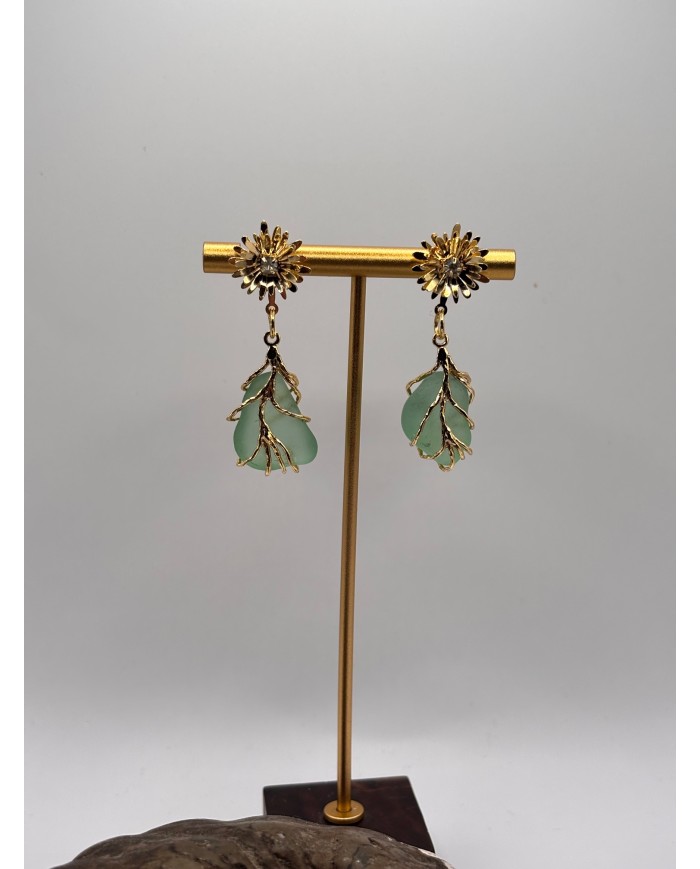 PENDIENTES ARTESANOS DE CRISTAL MARINO O LÁGRIMAS DE SIRENA