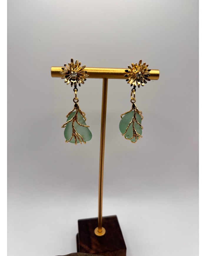 PENDIENTES ARTESANOS DE CRISTAL MARINO O LÁGRIMAS DE SIRENA