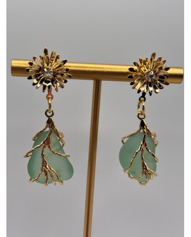 PENDIENTES ARTESANOS DE CRISTAL MARINO O LÁGRIMAS DE SIRENA