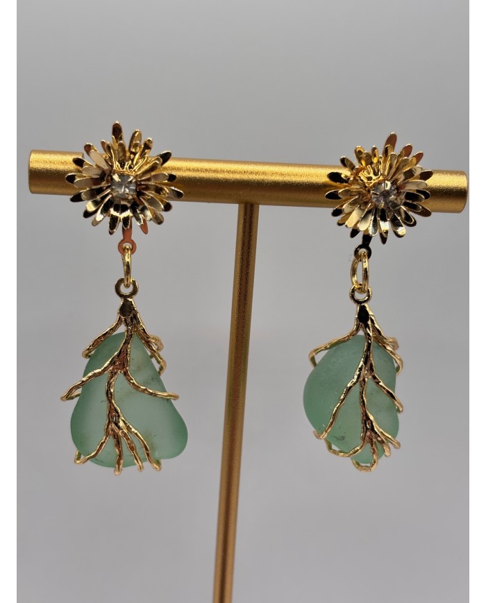 PENDIENTES ARTESANOS DE CRISTAL MARINO O LÁGRIMAS DE SIRENA