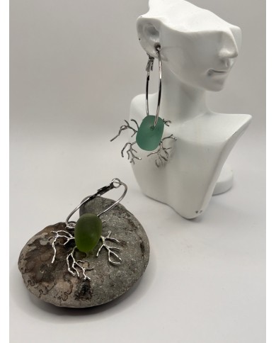 EDICIÓN CRISTAL MARINO PENDIENTES ARTESANOS