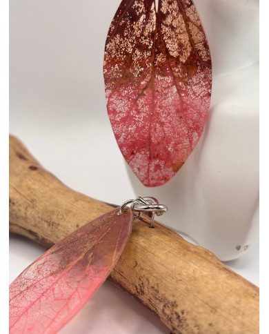 PENDIENTES ARTESANOS DE HOJA NATURAL ESQUELETIZADA