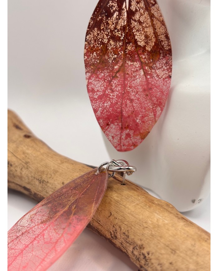 PENDIENTES ARTESANOS DE HOJA NATURAL ESQUELETIZADA