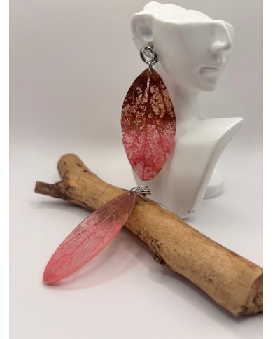 PENDIENTES ARTESANOS DE HOJA NATURAL ESQUELETIZADA