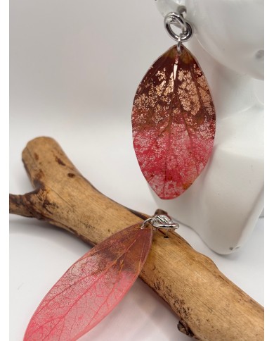 PENDIENTES ARTESANOS DE HOJA NATURAL ESQUELETIZADA