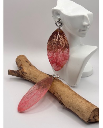 PENDIENTES ARTESANOS DE HOJA NATURAL ESQUELETIZADA