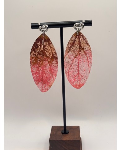 PENDIENTES ARTESANOS DE HOJA NATURAL ESQUELETIZADA