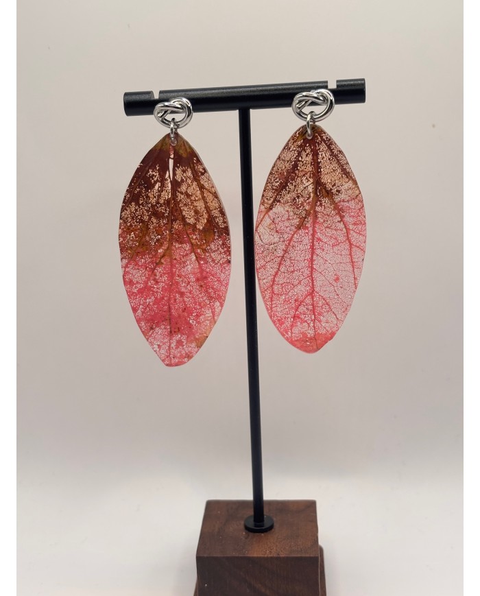 PENDIENTES ARTESANOS DE HOJA NATURAL ESQUELETIZADA