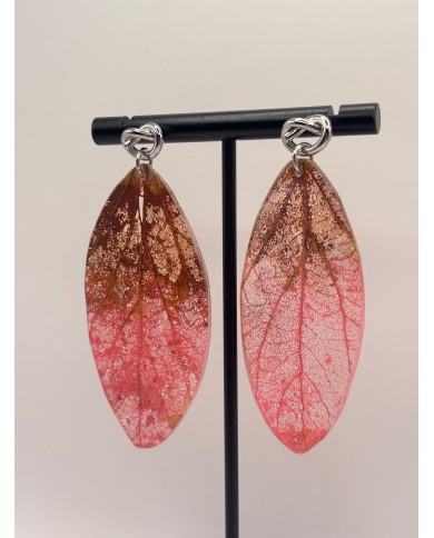 PENDIENTES ARTESANOS DE HOJA NATURAL ESQUELETIZADA