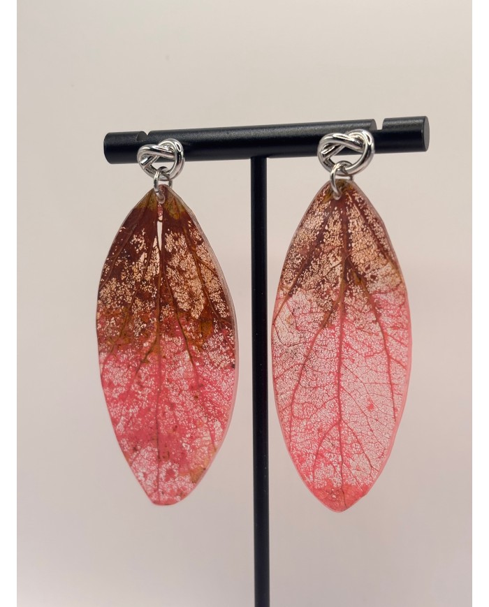 PENDIENTES ARTESANOS DE HOJA NATURAL ESQUELETIZADA