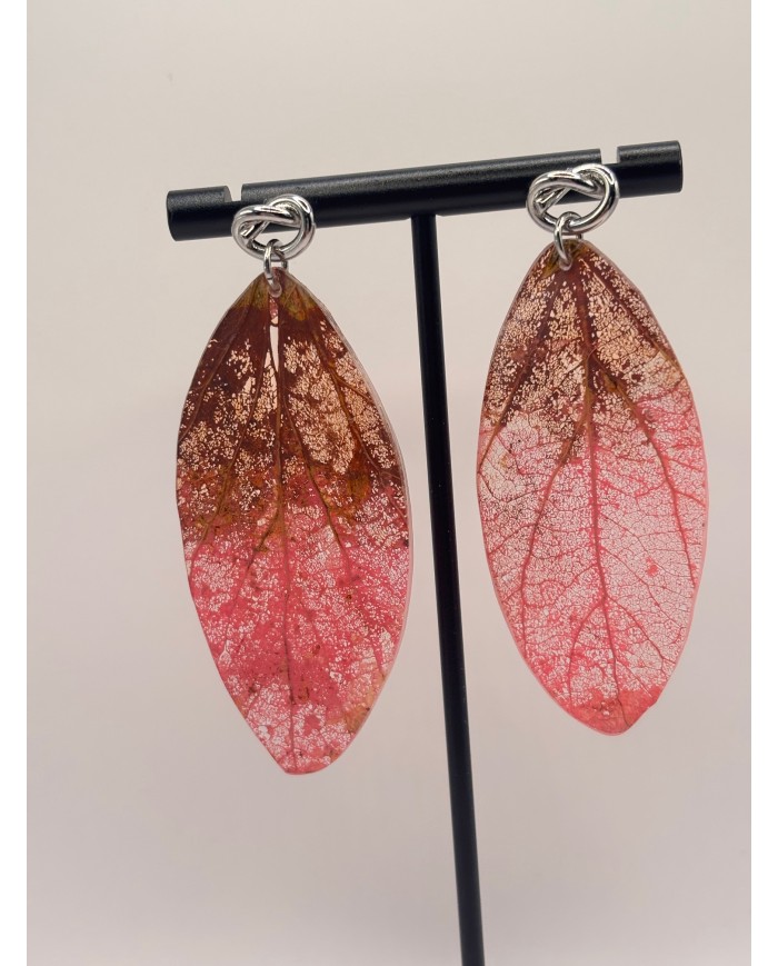 PENDIENTES ARTESANOS DE HOJA NATURAL ESQUELETIZADA