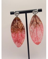 PENDIENTES ARTESANOS DE HOJA NATURAL ESQUELETIZADA