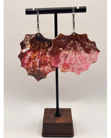 PENDIENTES ARTESANOS DE HOJA NATURAL ESQUELETIZAD