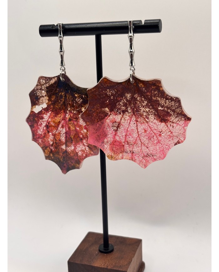 PENDIENTES ARTESANOS DE HOJA NATURAL ESQUELETIZAD