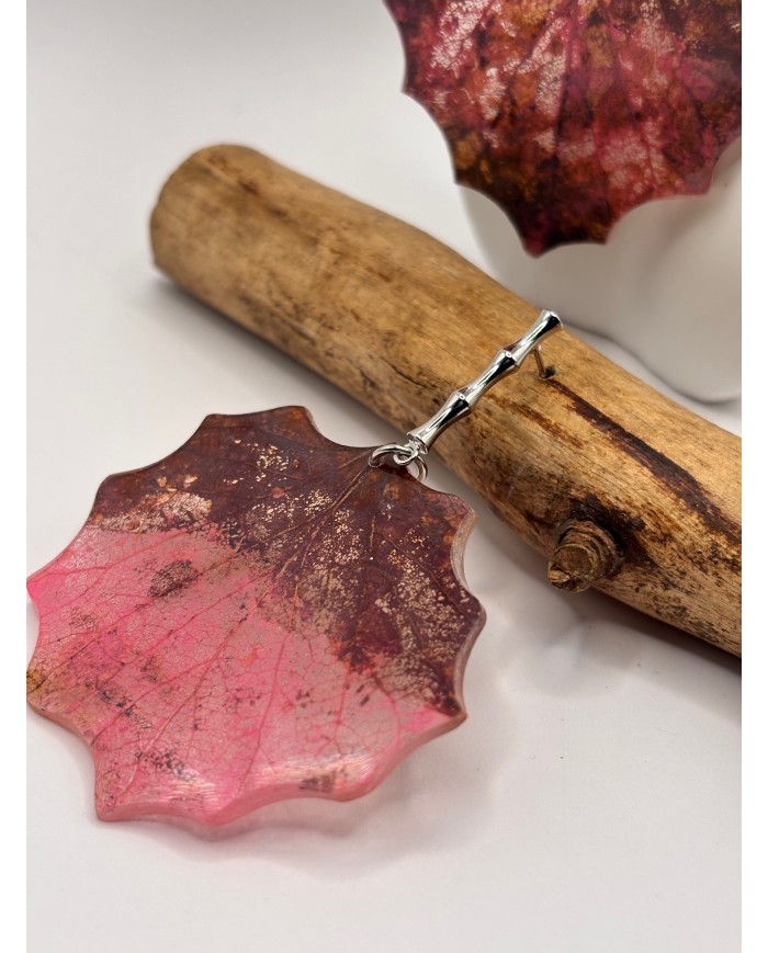 PENDIENTES ARTESANOS DE HOJA NATURAL ESQUELETIZAD