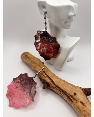 PENDIENTES ARTESANOS DE HOJA NATURAL ESQUELETIZAD