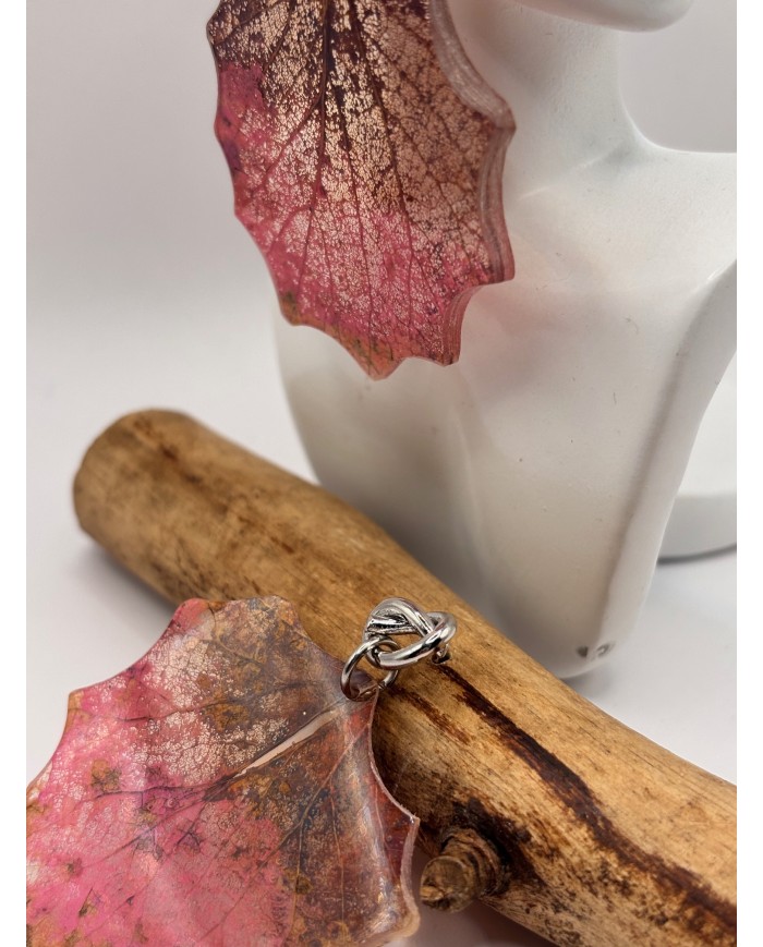 PENDIENTES ARTESANOS DE HOJA NATURAL ESQUELETIZADO