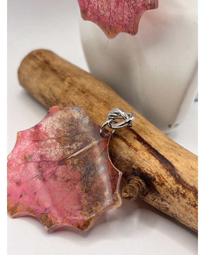 PENDIENTES ARTESANOS DE HOJA NATURAL ESQUELETIZADO