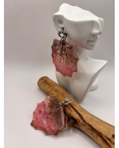 PENDIENTES ARTESANOS DE HOJA NATURAL ESQUELETIZADO