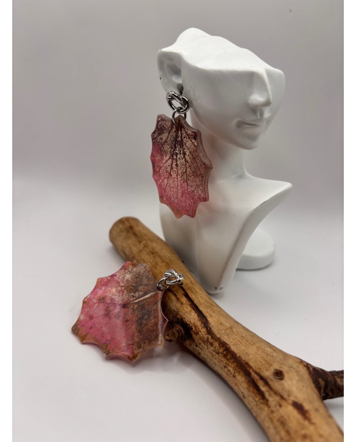 PENDIENTES ARTESANOS DE HOJA NATURAL ESQUELETIZADO