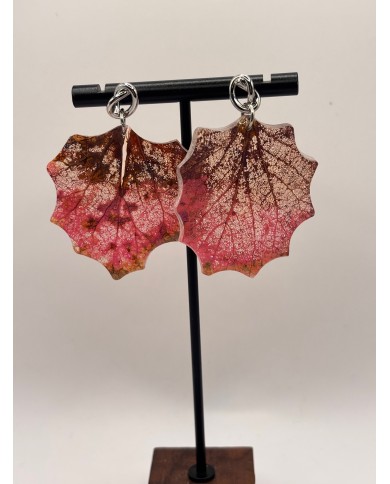 PENDIENTES ARTESANOS DE HOJA NATURAL ESQUELETIZADO