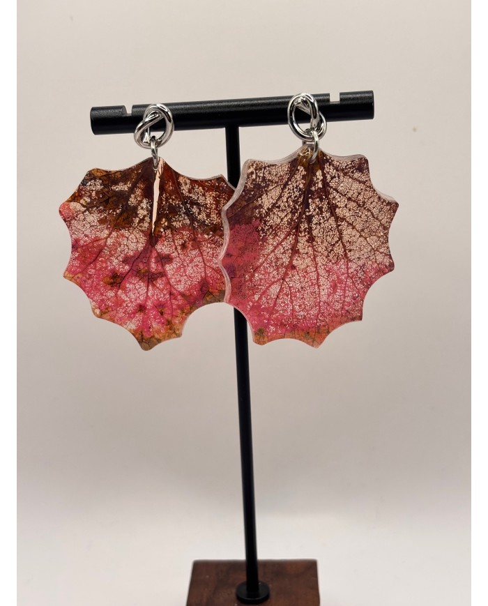 PENDIENTES ARTESANOS DE HOJA NATURAL ESQUELETIZADO