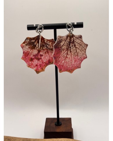 PENDIENTES ARTESANOS DE HOJA NATURAL ESQUELETIZADO