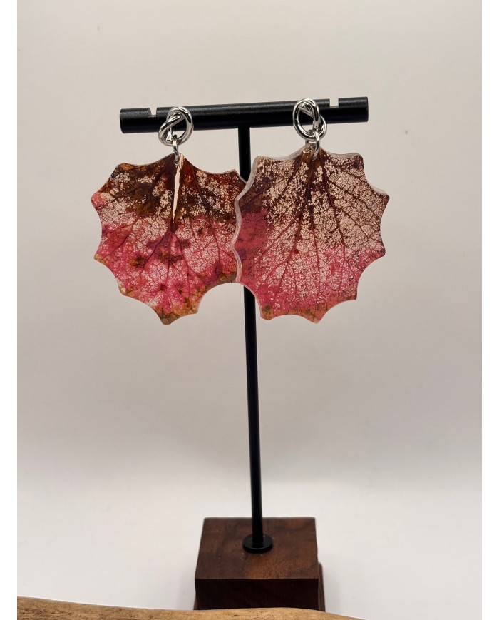 PENDIENTES ARTESANOS DE HOJA NATURAL ESQUELETIZADO