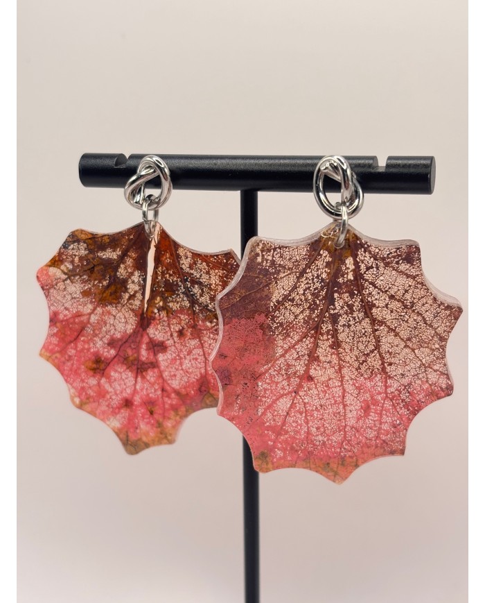 PENDIENTES ARTESANOS DE HOJA NATURAL ESQUELETIZADO