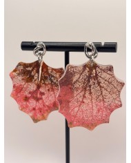 PENDIENTES ARTESANOS DE HOJA NATURAL ESQUELETIZADO